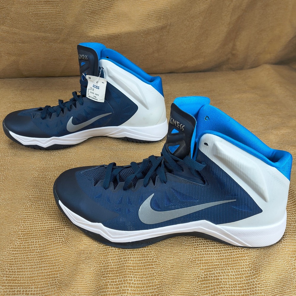 Nike Zoom Hyperquickness Mens 15 Midnight Navy Silver Blue 599420-400 Basketball - Picture 7 of 16